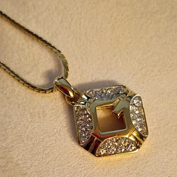 Givenchy Vintage Crystal Logo G Necklace